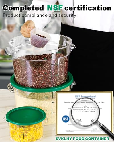 6QT NSF Round Food Storage Containers with Lids: 4 PCS [Total Food Grade][Hot&Cold Resistant] Dough Proofing Container for Pizza, Bread with Measuring Spoons Included(BPA FREE) (GREEN) - color: K4-6QT-4PCS-ROUND-GREEN