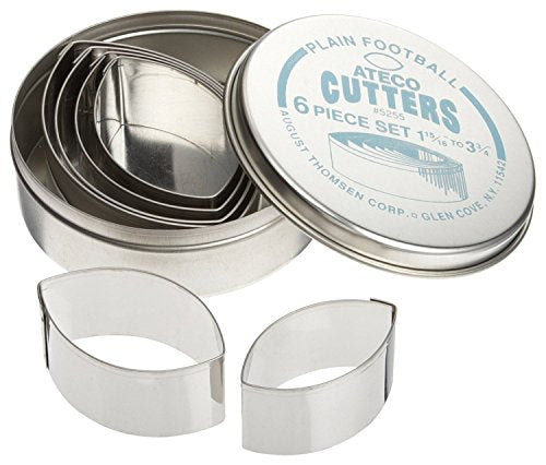 Ateco 6 pc Plain Football Cutter Set - size: Plain Edge, style: Football (6 pcs)