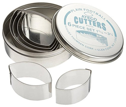 Ateco 6 pc Plain Football Cutter Set - size: Plain Edge, style: Football (6 pcs)