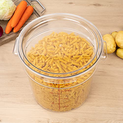 Restaurantware Met Lux 18 Quart Food Storage Containers 10 Round Commercial Storage Containers - Lids Sold Separately With Volume Markers Clear Plastic Food Prep Buckets Space-Saving Storage - size: 18 qt, style: 10 Count