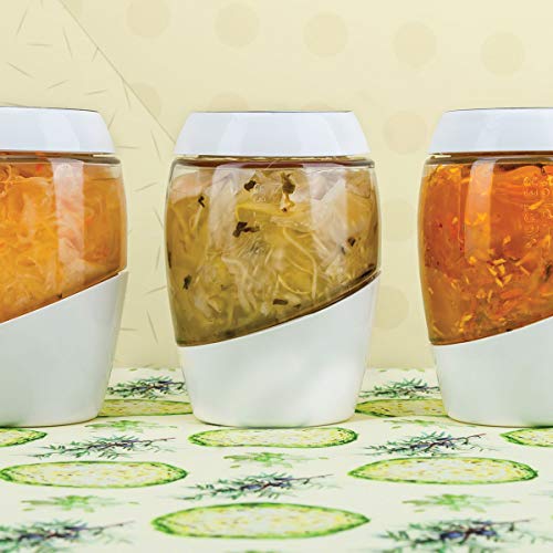 Mortier Pilon "2L Fermentation Crock Sauerkraut Edition“ Make Easy Homemade Fermented Foods At Home, White, Medium