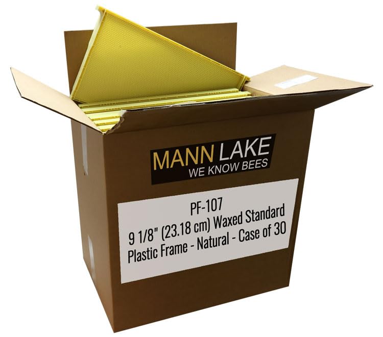 Waxed Plastic Frames for Beehives | Standard Size 9 1/8" Frames | Natural Color | Durable Beekeeping Supplies | Case of 30