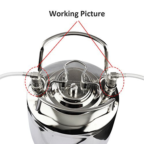 OneBom Ball Lock Disconnect, Gas & Liquid Corny Keg Fittings, MFL 1/4’’ Threaded with 5/16’’ Stainless Steel Barbed & Hose Clamp (1/4'' Hose Barb) - color: 1/4'' Hose Barb