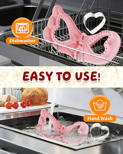 CHICHAUS Uncrustable Sandwich Maker,Sandwiches Pocket Circle Shape 3.7Inch Sandwich Cutter and Sealer,Sandwich Cutter for Kids Breakfast and lunchboxes (Heart Pink) - color: Heart Pink