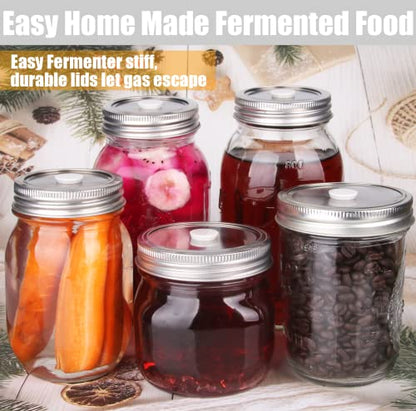 vacuum seal mason jar lids for FoodSaver Vacuum Sealer, Vacuum Seal Lid for 3.38 in Mason Jar,6 set vacuum stainless Steel Lids for Food Storage +Accessory Hose - size: 86mm