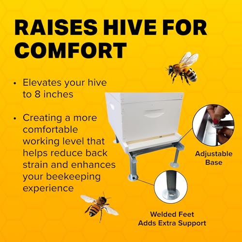 Mann Lake Universal, Collapsible Metal Hive Stand, Adjustable for 10-Frame, 8-Frame, and Old Style Bottom Boards, Elevates Hive to 8 Inches for Comfortable Beekeeping