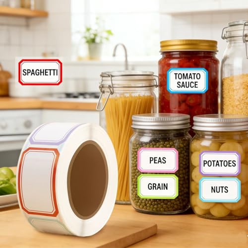 320Pcs Plain Name Badge Stickers on a Roll, 4x2.5cm Writable Tag Decals with 8 Colours for Planners, Pantry & Crafting - color: 320pcs-7 Colors
