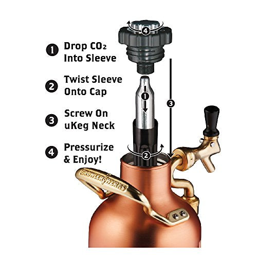 GrowlerWerks uKeg Carbonated Growler-Great Gift for Beer Lovers, 64 oz, Copper - color: Copper, size: 64 Ounces