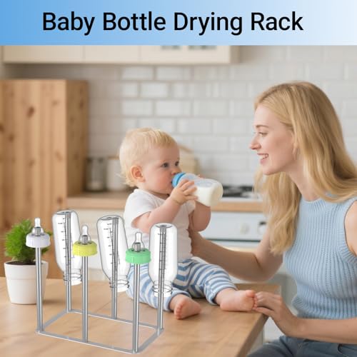 Water Bottle Drying Rack,Stainless Steel Bottle Rack Dryer, Plastic Bag Drying Rack, Dry Rack for Bottles,Space Saving Countertop Rack for Glass,Cups, Mugs,Mason Jars and Sports Bottles
