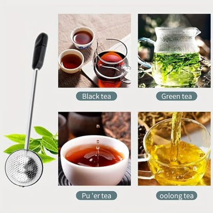 2pack Tea Ball, tea infuser for loose leaf tea, tea strainers for loose tea, stainless steel tea strainer, loose leaf tea steeper, easy clean, tea fine mesh strainer reusable-A (Black) - color: Black