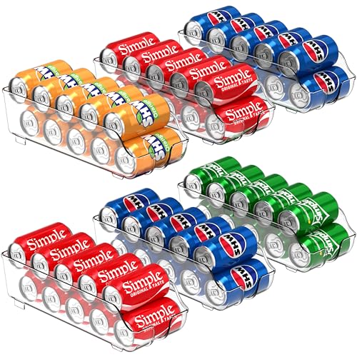 Simple Houseware Soda Can Organizer and Dispenser for Refrigerator / Pantry, Clear, Set of 6 - size: 6 Pack, style: Standard Can