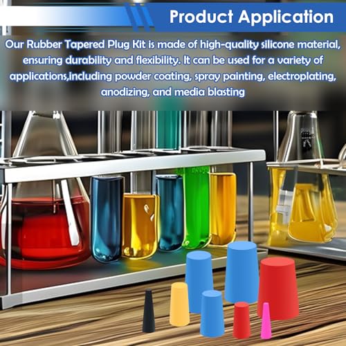 smseace 252Pack Rubber Plug 1/16 Inch to 5/8 Inch Rubber Stoppers 8-Sizes High Temp Silicone Plug for Coating, Round Hole, Painting Protection - size: 252Pcs