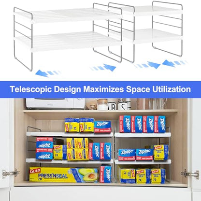 Cirhy Pantry Organizers and Storage,3 Tiers Expandable Foil and Plastic Wrap Organizer, Adjustable Kitchen Cabinet Shelf Organizer, Shelves Storage Rack for Cabinet Countertop (9.8" To 15.6" L) 2PCS - style: Foil and Wrap Organizer-2pcs