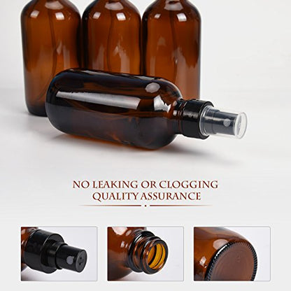 ULG Amber Glass Spray Bottles 4oz Brown Glass Bottle Fine Mist Sprayers Empty Spray Atomizer Including Waterproof DIY Labels 16 Piece - color: Amber-1