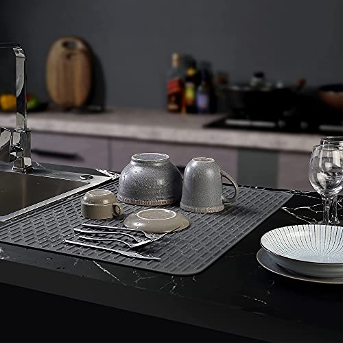 To encounter Silicone Dish Drying Mat - Extral Large 20" x 16" - Set of 2 Flexible Rubber Drying Mat, Heat Resistant Silicone Trivet, Countertop Mat, Dish Draining Mat, Sink Mat - size: 20" x 16"
