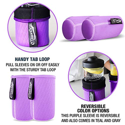 Masontops Wide Mouth Mason Jar Neoprene Sleeve - Purple - Triple Insulated Cozy - 2 Sleeves Cover 16-24 oz & Quart Sizes