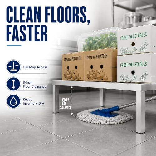 48" x 14" x 8" Aluminum Dunnage Rack – Heavy Duty Floor Storage Stand, NSF for Commercial Use - size: 48"W x 14"D x 8"H