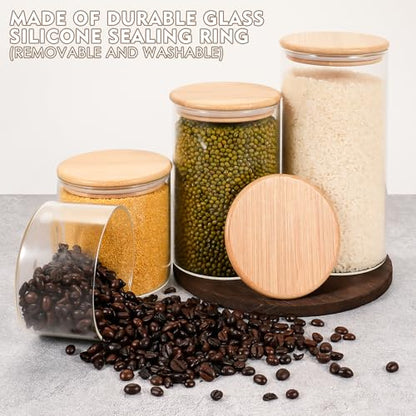 2PCS Glass Storage Jars with Airtight Lids,44 fl oz (1300ml) Cute Clear Storage container with bamboo Lid,Glass Pantry Canister for Beans, Rice,Sugar,Cookie Coffee (N-Clear-2PCS-44FL OZ/1300ML) - color: N-Clear-2PCS-44FL OZ/1300ML