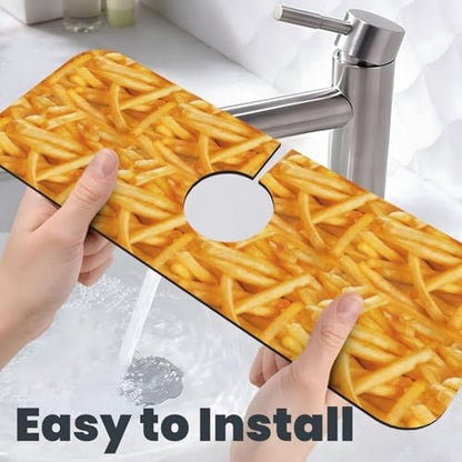 Fries Faucet Mat For Kitchen Sink, Absorbent Countertop Protector, Quick Dry Sink Splash Guard Pad, Waterproof Draining Mat 15" X 5.5" - color: Style 1