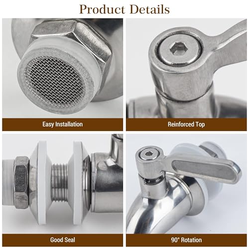 Stainless Steel Spigot for Beverage Dispenser, Water Dispenser Replacement Part, Outdoor Water Faucet for Sun Tea Jar, Party, Camping (2 Pack) - size: 2 Pack