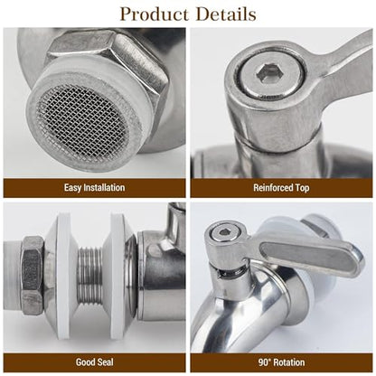 Stainless Steel Spigot for Beverage Dispenser, Water Dispenser Replacement Part, Outdoor Water Faucet for Sun Tea Jar, Party, Camping (2 Pack) - size: 2 Pack