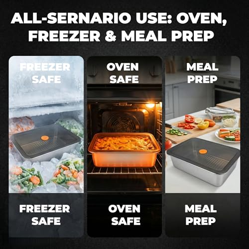 Stainless Steel Food Storage Containers, Silver, Airtight with Vacuum Seal, Stackable Rectangular, 3-Piece Set, BPA-Free Lids, for Meal Prep and Leftovers Storage (deep - 3.3'' Height) - color: Black - 3.3'' Height