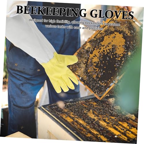 BESPORTBLE Heavy Duty Beekeeping Gloves Extended Sleeves Long Sleeve Pu Gloves for Beekeepers Outdoor Work