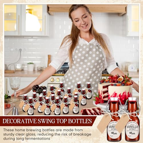 Vesici 8 Sets Swing Top Glass Bottles Set Amber Homemade Vanilla Extract Bottles Vanilla Extract Jars for Christmas DIY Crafts (4 oz) - size: 4 oz