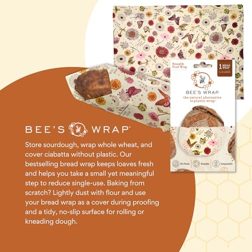 Bee's Wrap Beeswax Wraps for Bread - Beeswax Bread Wrap for Sourdough & Bread Storage - Plastic Free Made in USA Reusable Natural Food Wrap - Meadow Magic - color: Meadow Magic (Beeswax)