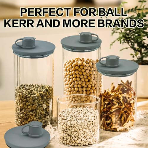 Pour Spout Lid for Mason Jars - Wide Mouth, Leak-Proof, Dishwasher Safe, Food-Grade Reusable Silicone Cover for Oils, Juices, Milk & Dry Goods - color: Grey-3Pack