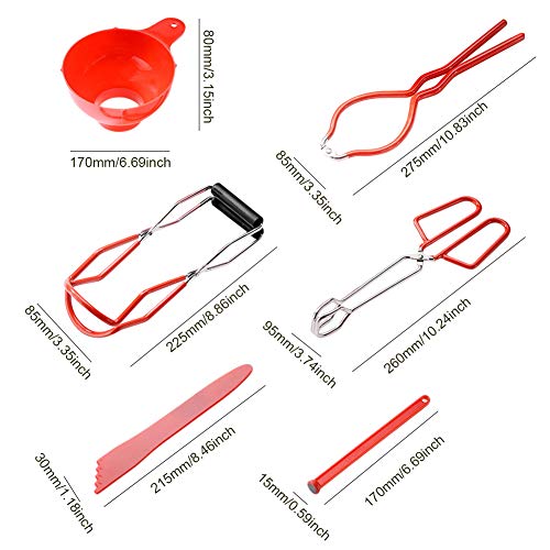 Canning Tools Set, Bubble Popper/Bubble Measurer/Bubble Remover Tool for Cannings Pot, Water Bath& Pressure Canner, Include Tongs, Wide Mouth Funnel, Jar Lifter, Jar Wrench, Magnetic Lid Lifter