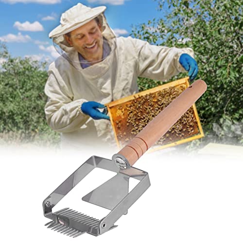 Double Honey Scraper Uncapping Fork, Strong and Pragmatic Beekeeping Tool Comfortable Handle Exquisite Workmanship Practical Beehive Equipment Suitable for Collecting (Wooden - size: Wooden handle double
