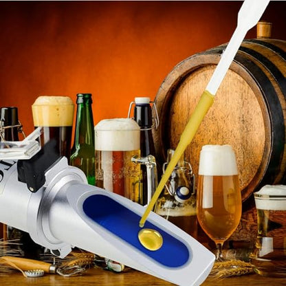 Brix Refractometer with ATC, Dual Scale - Specific Gravity & Brix, Hydrometer in Wine Making and Beer Brewing, Homebrew Kit