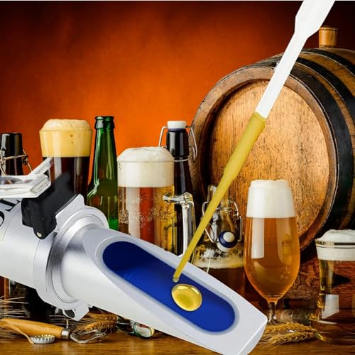Brix Refractometer with ATC, Dual Scale - Specific Gravity & Brix, Hydrometer in Wine Making and Beer Brewing, Homebrew Kit