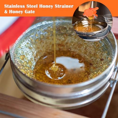 Tandefio 6 Pcs Honey Harvesting Honey Extractor Kit Include Stainless Steel Honey Strainer, Frame Grip, Uncapping Fork, Uncapping Needle Roller, Honey Gate, Queen Catcher, Bee Supplies and Equipment