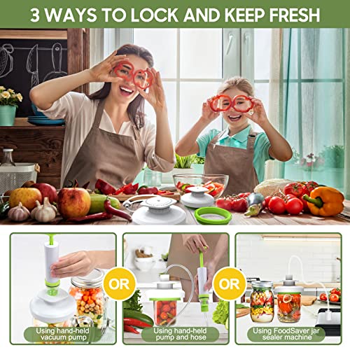 Mason Jar Vacuum Sealer Kit - Vacuum Sealer with Manual Pump and Lid Opener for Wide & Regular Mouth Jars - color: White