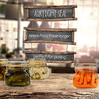 Glass Jars with Airtight Lids Food Storage Jars Leak Proof Canisters with Clear Preserving Seal Wire Clip Fastening for Kitchen Canning Pickling [16 oz]