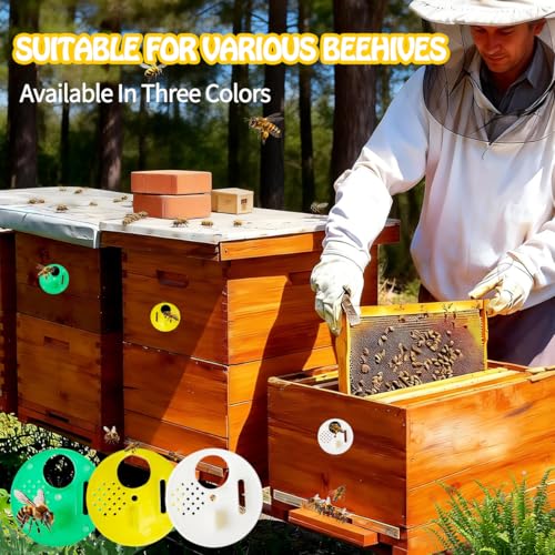 Yahpetes 15 Pcs Bee Nest Door Beekeeping Tools 2.68'' Bee Round Beehives Vents Plastic Vents Bee Hive Nuc Box Entrance Gate Beekeeping Tool (Bee Nest Door)
