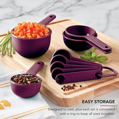KitchenAid Measuring Cups and Spoon Set, Beetroot, 9-Piece - color: Beetroot