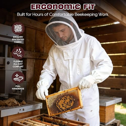 LONGADS Professional Bee Suit for Men and Women, Full Body Beekeeping Suit with Gloves & Protective Round Veil, Size XL (Fits 65-69 Inches / 5'5"-5'9") for Apiary & Backyard - size: XL for 5'7"-5'11"