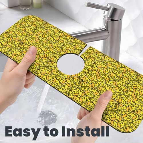 Cheese Faucet Mat For Kitchen Sink, Absorbent Countertop Protector, Quick Dry Sink Splash Guard Pad, Waterproof Draining Mat 15" X 5.5" - color: Style 10