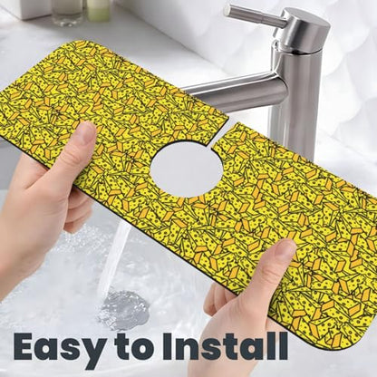 Cheese Faucet Mat For Kitchen Sink, Absorbent Countertop Protector, Quick Dry Sink Splash Guard Pad, Waterproof Draining Mat 15" X 5.5" - color: Style 10