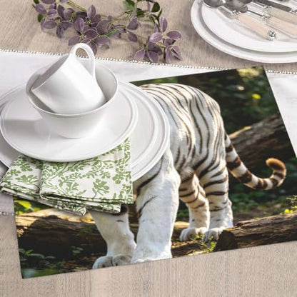 White Tiger Dish Drying Mat for Kitchen Counter, Absorbent Microfiber Drainer Mats, Non-slip Kitchen Draining Mat for Coffee Machine Dish Rack Pad 18"x16" Dish Drainer Pad - color: White Tiger