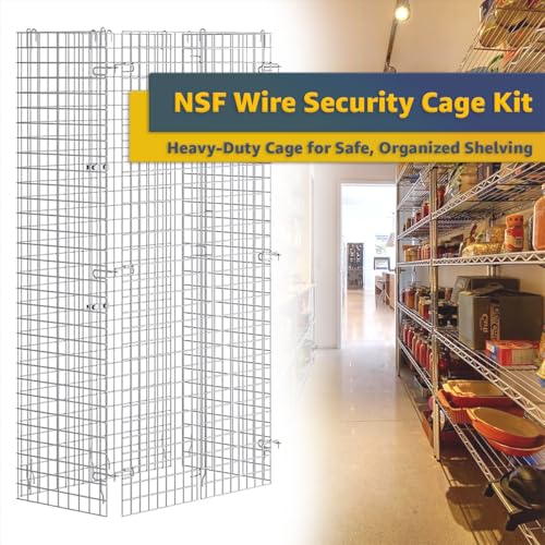 18" x 36" x 61" NSF Commercial Heavy Duty Chrome Wire Security Cage Kit, Metal - color: Grey, size: 18" x 36" x 61" Only Security Cage