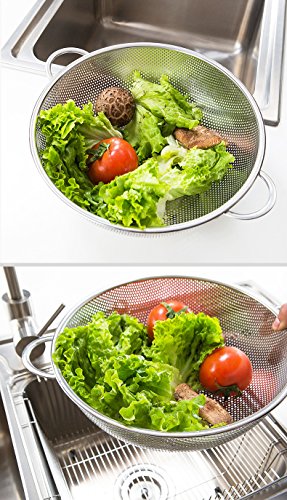 Set of 3- Wash Strainer Colander Reinforced Basket Stainless Steel Kitchen Sieve Strainer with Fine Mesh Net Quality( Straining, Draining,Wash Vegetable, Noodles)(B11861)~ We Pay Your Sales Tax