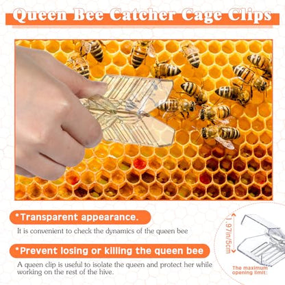 Qualirey 11 Pcs Queen Bee Marking Kit with Bottles Marking Pens Plastic Catcher Queen Bee Cage Clips Beehive Entrance Gate Cell Cups Push Pins for Beekeeping Supplies (Blue)