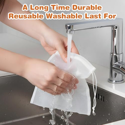 10 Pack Cheesecloth Bag for Straining, Reusable Nut Milk Bag | Nylon Mesh Straining Juicing Bag, 8 x 6In Drawstring Bags for Wine Strainer Fruit Juice Coffee Tea Yogurt Cheese Almond