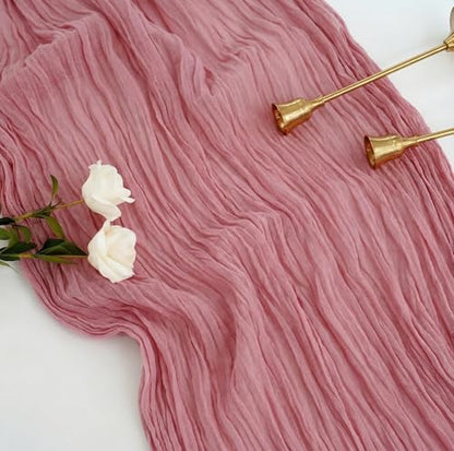 16 Pack Dusty Rose Cheesecloth Table Runner 10FT, Boho Gauze Cheese Cloth Table Runner Long Rustic Sheer Dusty Pink Table Runners for Wedding Bridal Baby Shower Birthday Party Table Decorations - style: Pink
