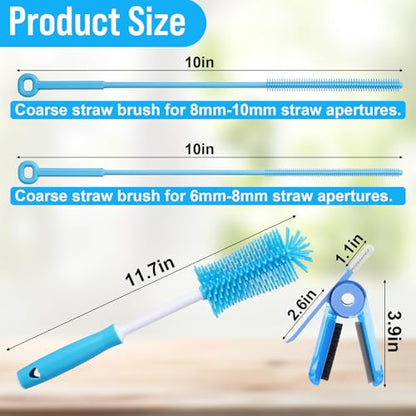 XANGNIER 4 PCS Water Bottle Cleaner Brush Set for Stanley Tumbler 40 oz/30 oz/20 oz Cup,Multifunctional Bottle Brush and Long Silicone Straw Cleaner Brush,Cleaning Kit for Owala/Yeti Cup Accessories - size: 4 pack
