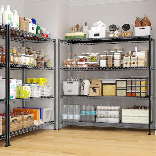 45 "W Metal Shelving Unit 4 Tier Storage Shelves Adjustable Wire Shelving Metal Shelf Pantry Shelves Wire Rack Commercial Shelving for Kitchen Pantry Utility Room Garage 45 "W x 59.4 "Hx 13.5" D Black - size: 45" W x 59.4Hx 13.5" D